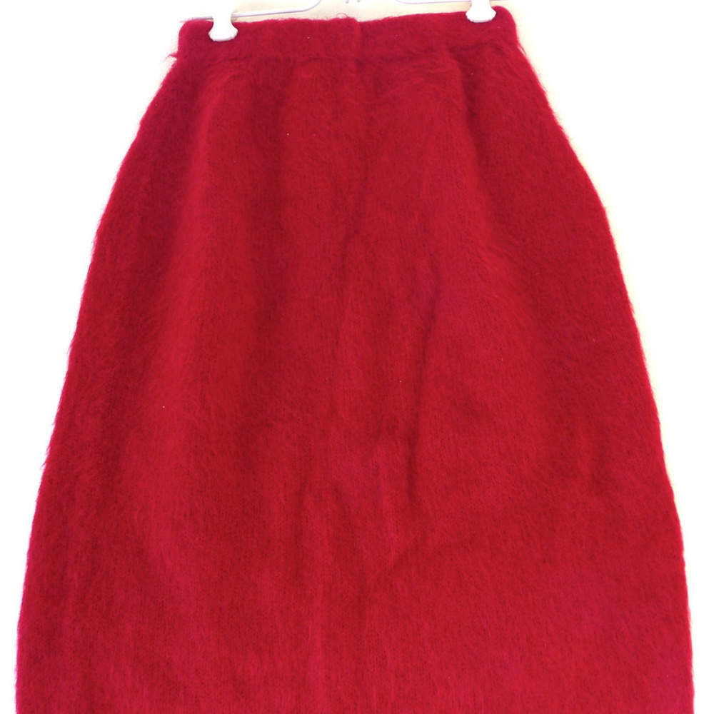 Cranberry knit mohair pencil skirt vintage retro